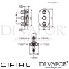 Cifial 600V33SY Techno 65 3 Control Thermostatic Shower Valve 3 Outlets Dimensions