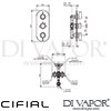 Cifial 3 Control Therm Valve Diverter 3 Outlets Dimensions