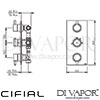 Cifial 600V33TH-X11 PVD X11 3 Control Thermostatic Shower Valve 3 Outlets Dimensions