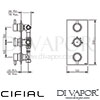 Cifial 600V33TH-X20 PVD X20 3 Control Thermostatic Shower Valve 3 Outlets Dimensions