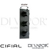 Cifial 600V33TH Technovation 465 Chrome Black 3 Control Thermostatic Valve Vertical 3 Outlets Spare 