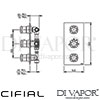 Cifial 600V33THX300 Techno X300 3 Control Thermostatic Shower Valve 3 Outlets Dimensions