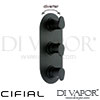 Cifial 600V33VV Viva Chrome Black 3 Control Thermostatic Shower Valve Vertical 3 Outlets Spare Part