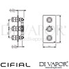Cifial 600V34THX300 Techno X300 3 Control Thermostatic Shower Valve 4 Outlets Dimensions