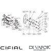 Cifial 600V35BHX Brookhaven Cross 3 Control Thermostatic Valve with Double Diverter 5 Outlets Dimens