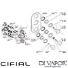 Cifial 600V35EM Emmie 3 Control Thermostatic Valve with Double Diverter 5 Outlets Dimension