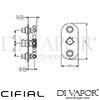 Cifial 600V35SF Adele 3 Control Thermostatic Shower Valve 5 Outlets Dimensions