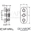 Cifial 3 Control Valve Double Diverter 5 Outlets Dimensions