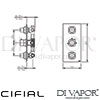 Cifial 600V35THX300 Techno X300 3 control Thermostatic Shower Valve 5 Outlets Dimensions