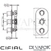 Cifial Viva 3 Control Valve Double Diverter 5 Outlets Dimensions