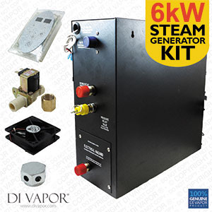 6kW Steam Room Generator Kit | Steam Generator 220V | Control panel | 1 Metre Steam Pipe