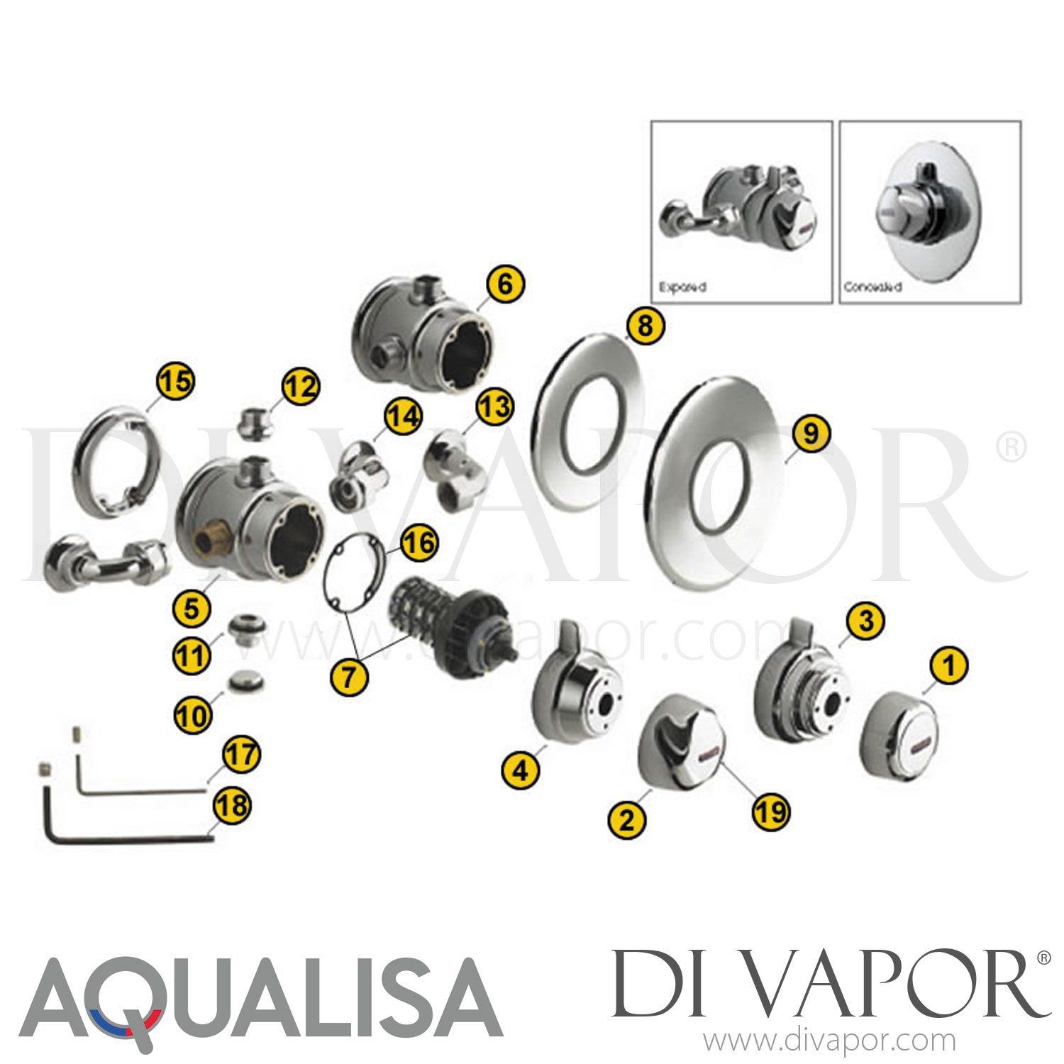 Aqualisa 700.50.01 Aquavalve 700 Concealed Thermostatic Mixer Shower
