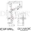 Cifial 700900TD Edwardian Traditional Thermostatic Bath Shower Column Dimensions