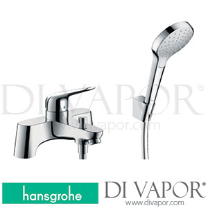 Hansgrohe 71044000 Novus 2-Hole Rim Mounted Bath Mixer with Diverter Valve and Croma Select S Hand Shower 01/18 - 06/22 Spare Parts