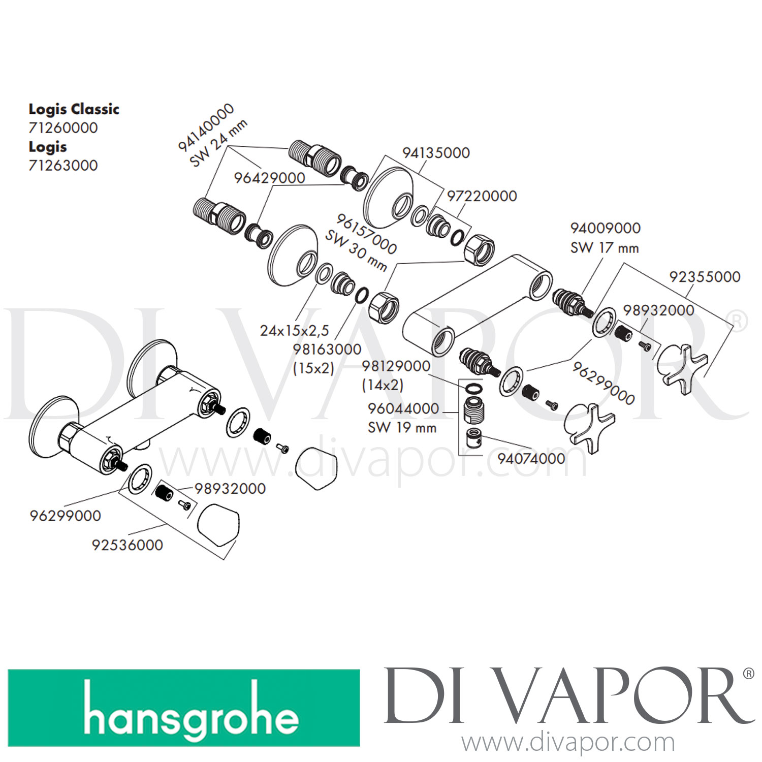 Hansgrohe Bath Mixer Logis E - Single Lever Bath Mixer Tap For Exposed - View #11