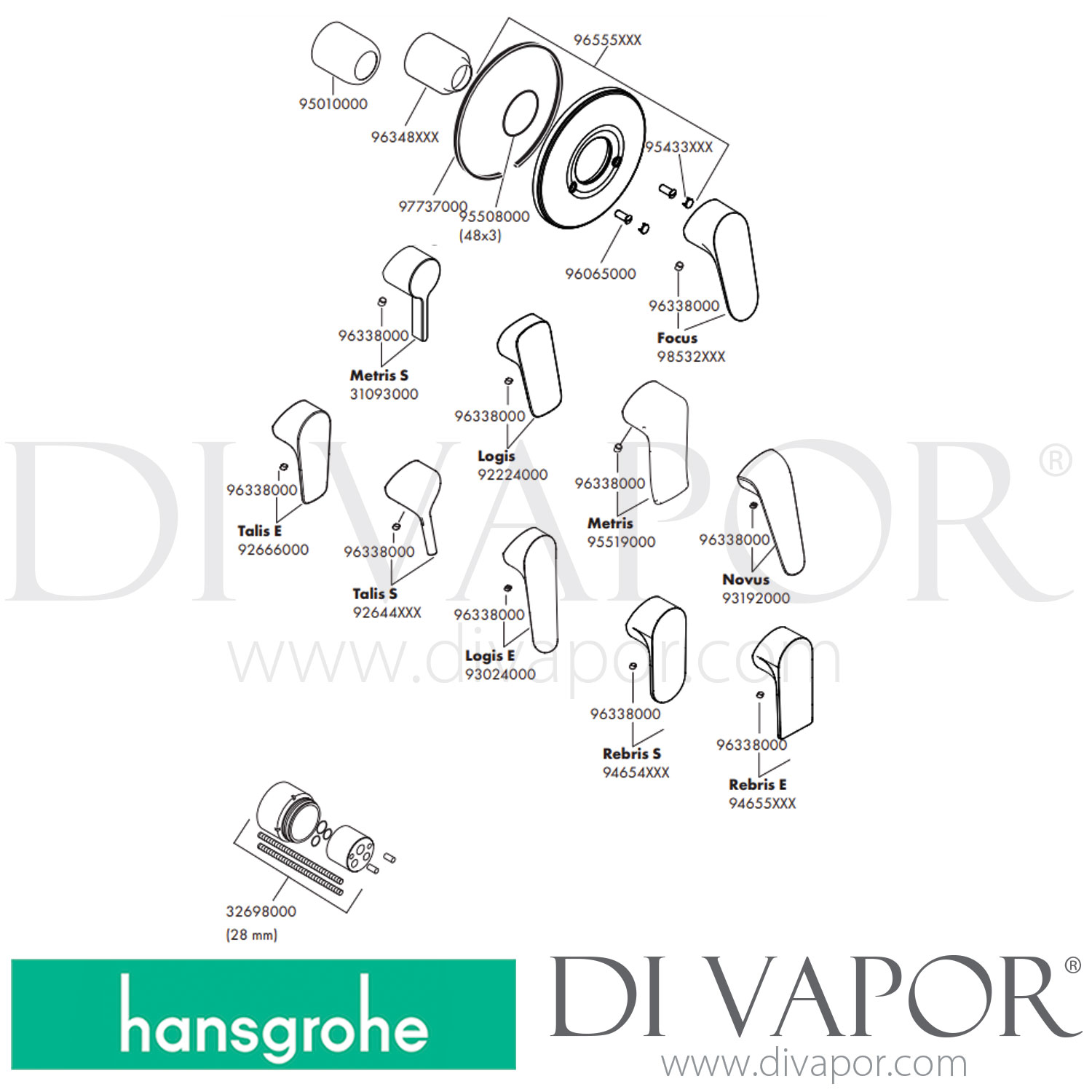 Hansgrohe 71608000 Logis E Single Lever Shower Mixer Set for Concealed