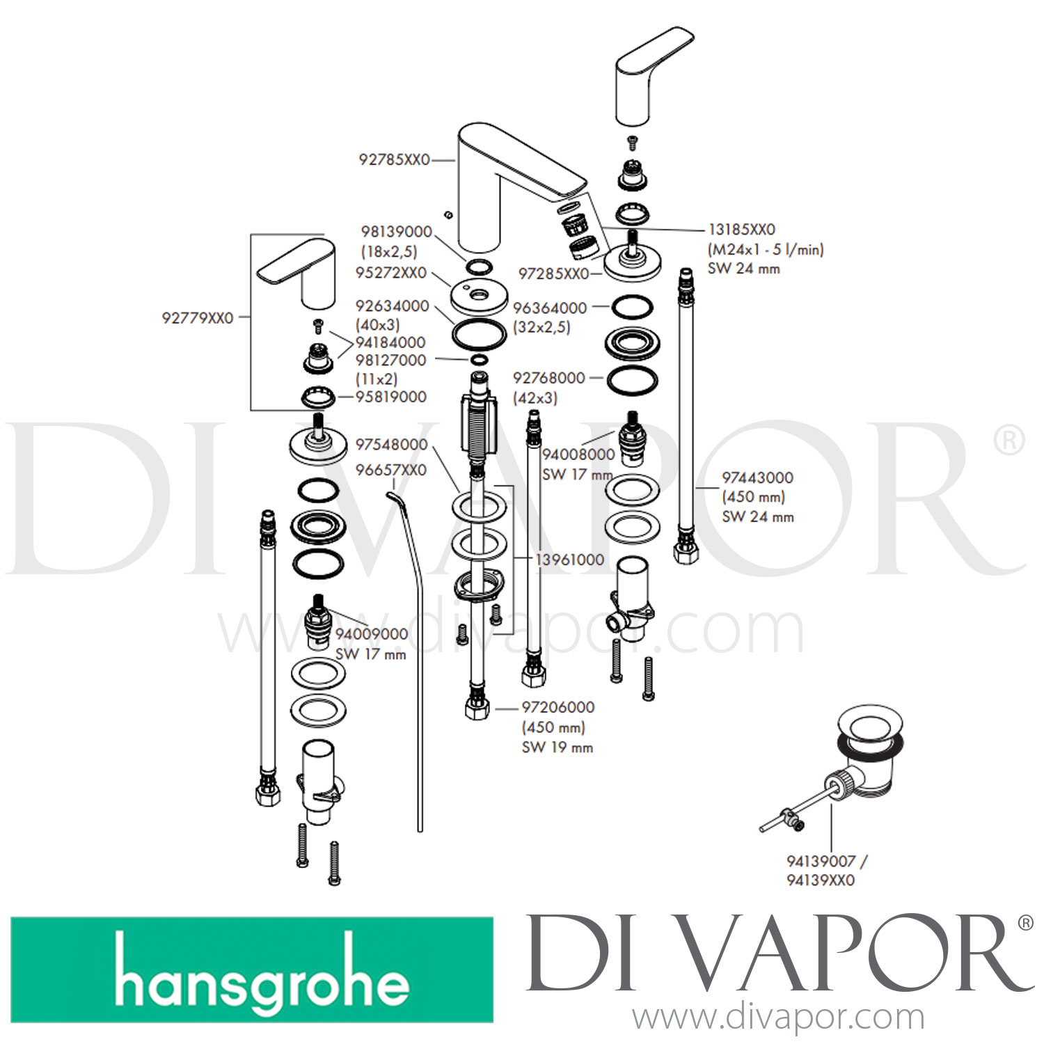 Hansgrohe 71733677 Talis E 3Hole Basin Mixer 150 with PopUp Waste Set