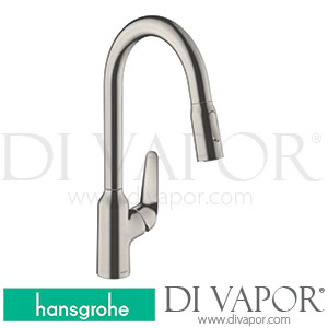 Hansgrohe 71800800 Focus M42 Single Lever Kitchen Mixer 220, Pull-Out Spray, 2Jet Spare Parts >10/18