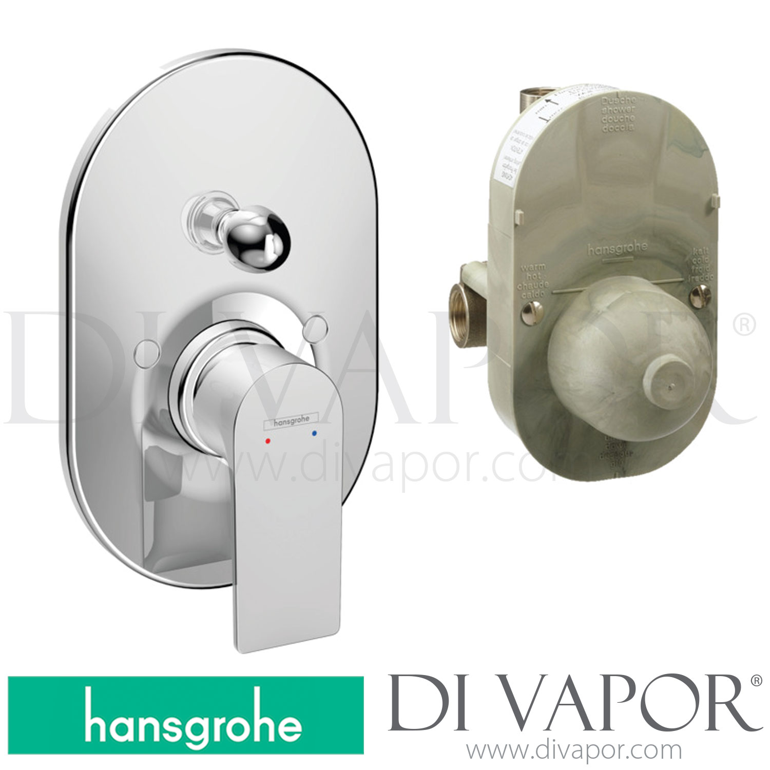 Hansgrohe 72458000 Rebris E Single Lever Bath Mixer Set for Concealed