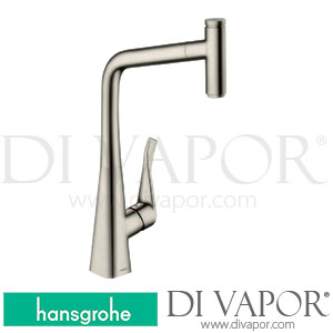 Hansgrohe 73803800 Metris Select M71 Single Lever Kitchen Mixer 320, Pull-Out Spout, 1Jet, Sbox Spare Parts >05/19