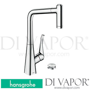 Hansgrohe 73806000 Metris Select M71 2-Hole Single Lever Kitchen Mixer 320, Pull-Out Spray, 2Jet, Sbox Spare Parts 04/17 - 06/22