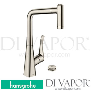 Hansgrohe 73806800 Metris Select M71 2-Hole Single Lever Kitchen Mixer 320, Pull-Out Spray, 2Jet, Sbox Spare Parts 04/17 - 06/22