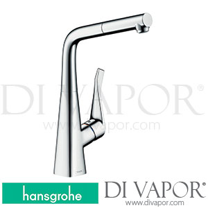 Hansgrohe 73812000 Metris M71 Single Lever Kitchen Mixer 320, Pull-Out Spout, 1Jet, Sbox Spare Parts >04/17