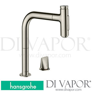 Hansgrohe 73819800 Metris Select M71 2-Hole Single Lever Kitchen Mixer 200, Pull-Out Spray, 2Jet Spare Parts >10/19
