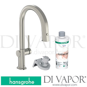 Hansgrohe 76800800 Aqittura M91 Filtersystem 210, Pull-Out Spout, 1Jet, Sbox, Starter Set Spare Parts >03/22