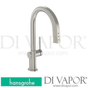 Hansgrohe 76833800 Aqittura M91 Single Lever Kitchen Mixer 210, Pull-Out Spout, 1Jet, Sbox for Sodasystem Spare Parts >06/22