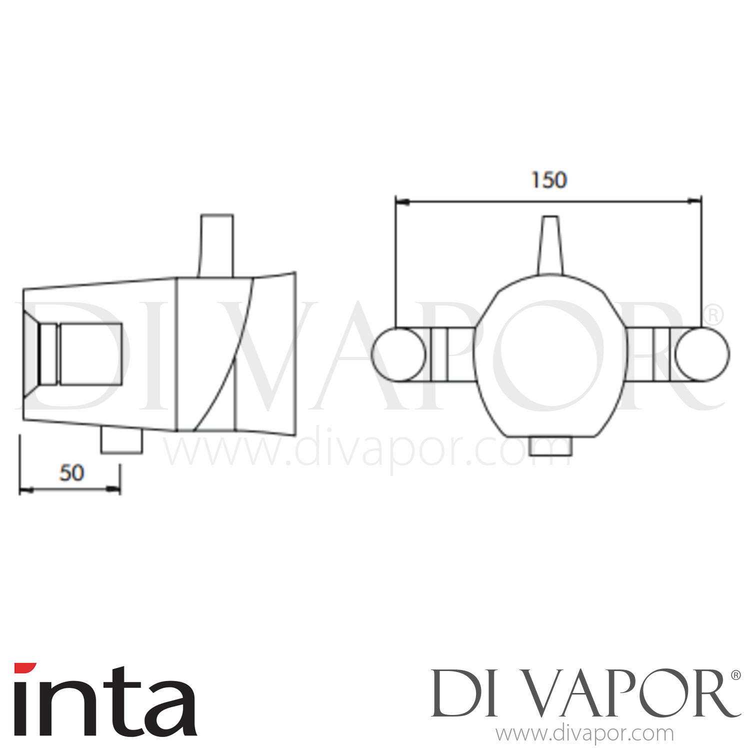 Inta 90014665CP Mood Contemporary Exposed Dual Control Thermostatic