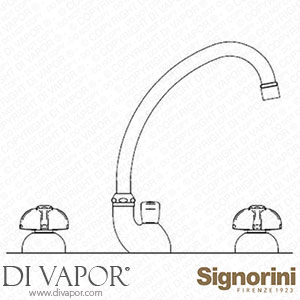 Signorini 90063410 Three-Hole Basin Mixer with Swivel Spout Provided with Pop-Up Waste Set Spare Parts