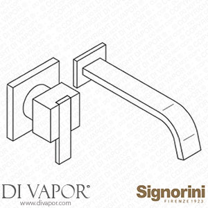 Signorini 90272100.PE External Part Basin Mixer - 180Mm Spout - for Built-In Part Cod.90 00 0240 Spare Parts