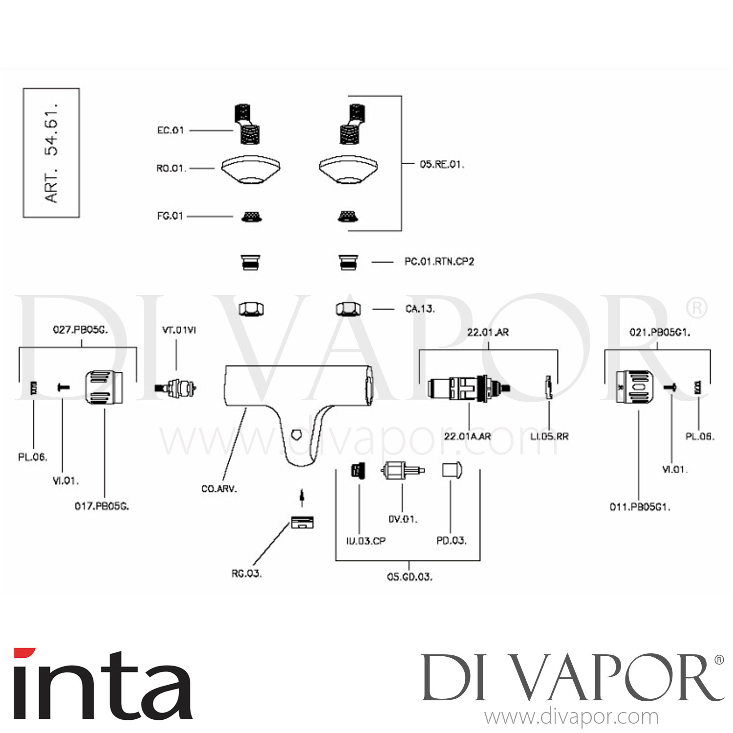 Inta 910000CP Ion Thermostatic Bath Shower Mixer Spare Parts