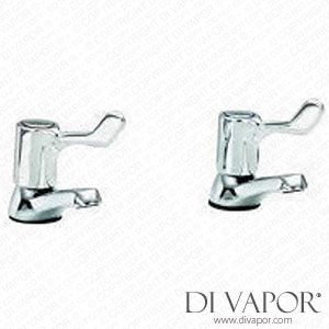Heatrae Sadia 95.970.324 Pack P 2 x Chrome Elbow Basin Taps with 1/4 Turn Lever Spare Parts