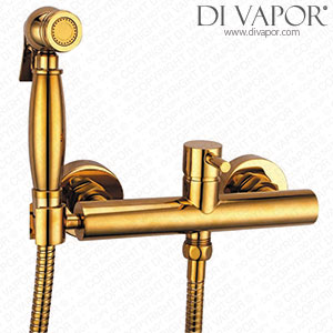 LQX Water-Tap Wall Mounted Brass Hot and Cold Water Bidet Bathroom Hand Shower Bidet Toilet Hygienic Shower Bidet Tap Set with Booster Nozzle/Gold Spare Parts