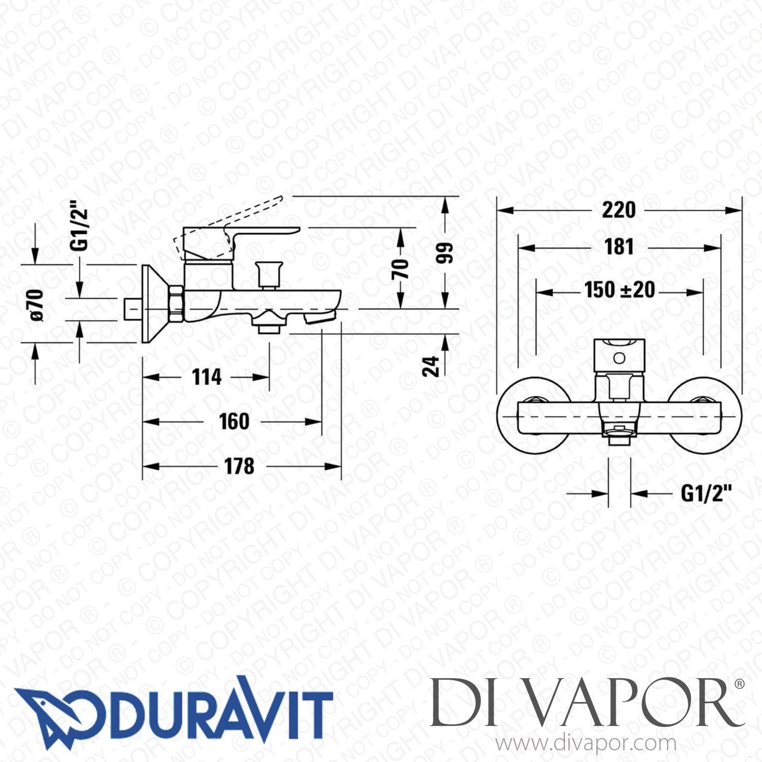 Duravit Single Lever Bath Mixer For Exposed Installation (A15230000010) Spare Parts