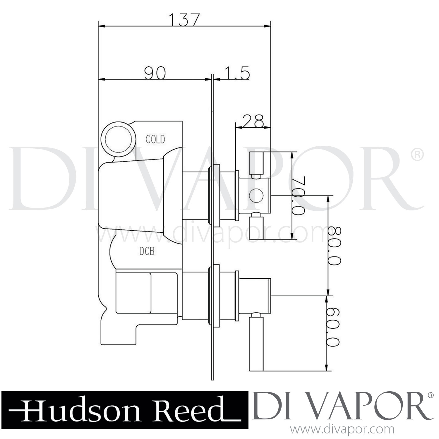 Hudson Reed Tec Pura Twin Concealed Thermostatic Shower Valve A3003V