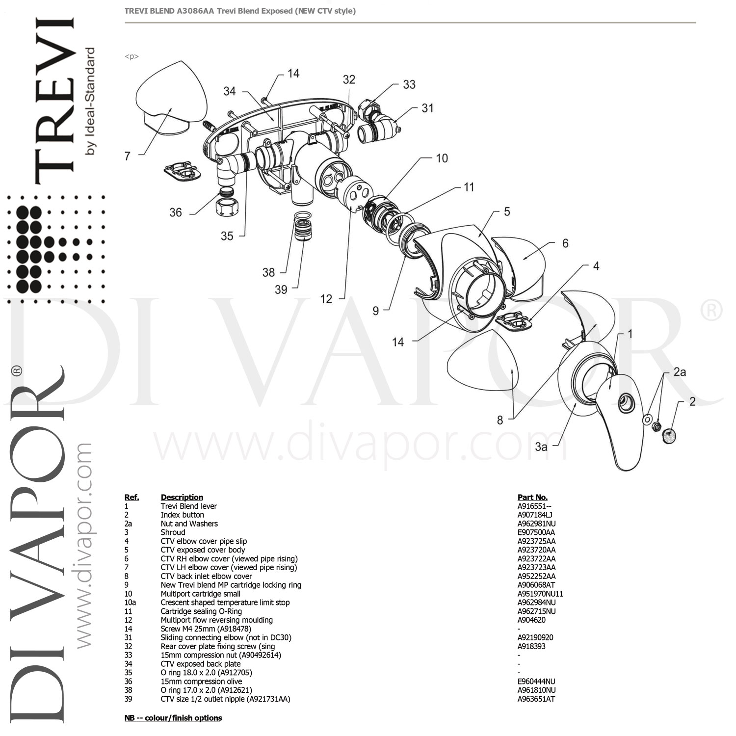 Trevi Blend Exposed High Flow Single Lever - For Concealed or Exposed ...