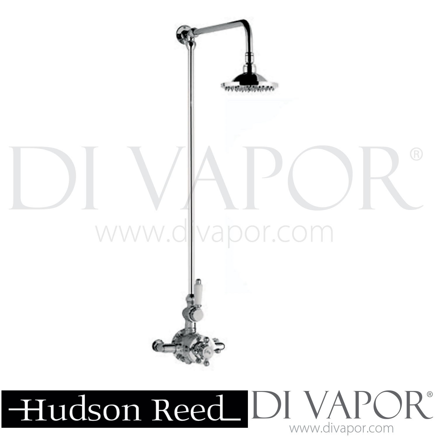 Hudson Reed Traditional Twin Valve With Rigid Riser Kit & Shower  