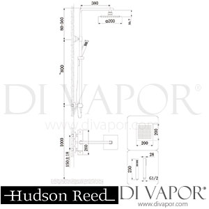 Hudson Reed A3511 Surge Thermostatic Bar Shower With Kit Spare Parts