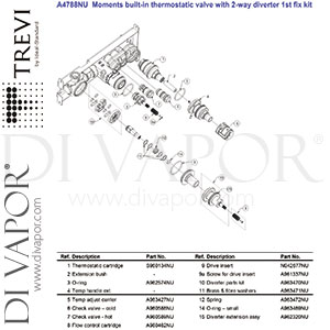 Trevi TT Shower Th Built In Kit1 Outl/2 No Logo Spare Parts A4788NU GEN1