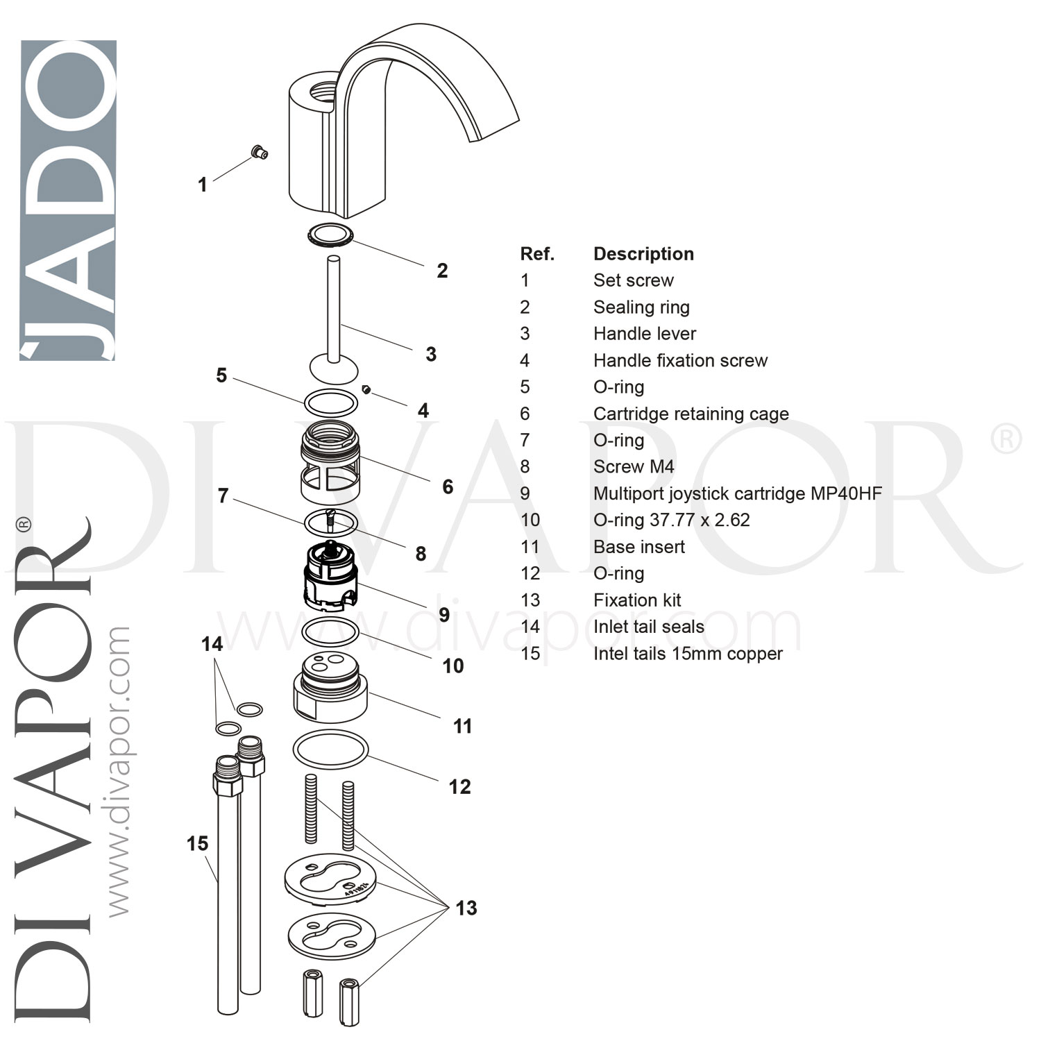 Jado A5340AA Glance Bath and Shower Exposed Chrome Spare Parts