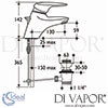 Ideal Standard Ceramix Single Lever 1 Taphole Basin Mixer Dimensions