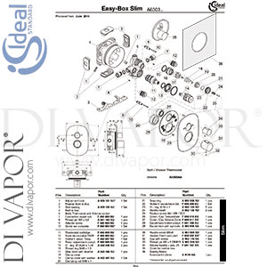 Ideal Standard A6303AA Concept Easybox Slim Built-In Thermostatic Shower Mixer Valve Spare Parts