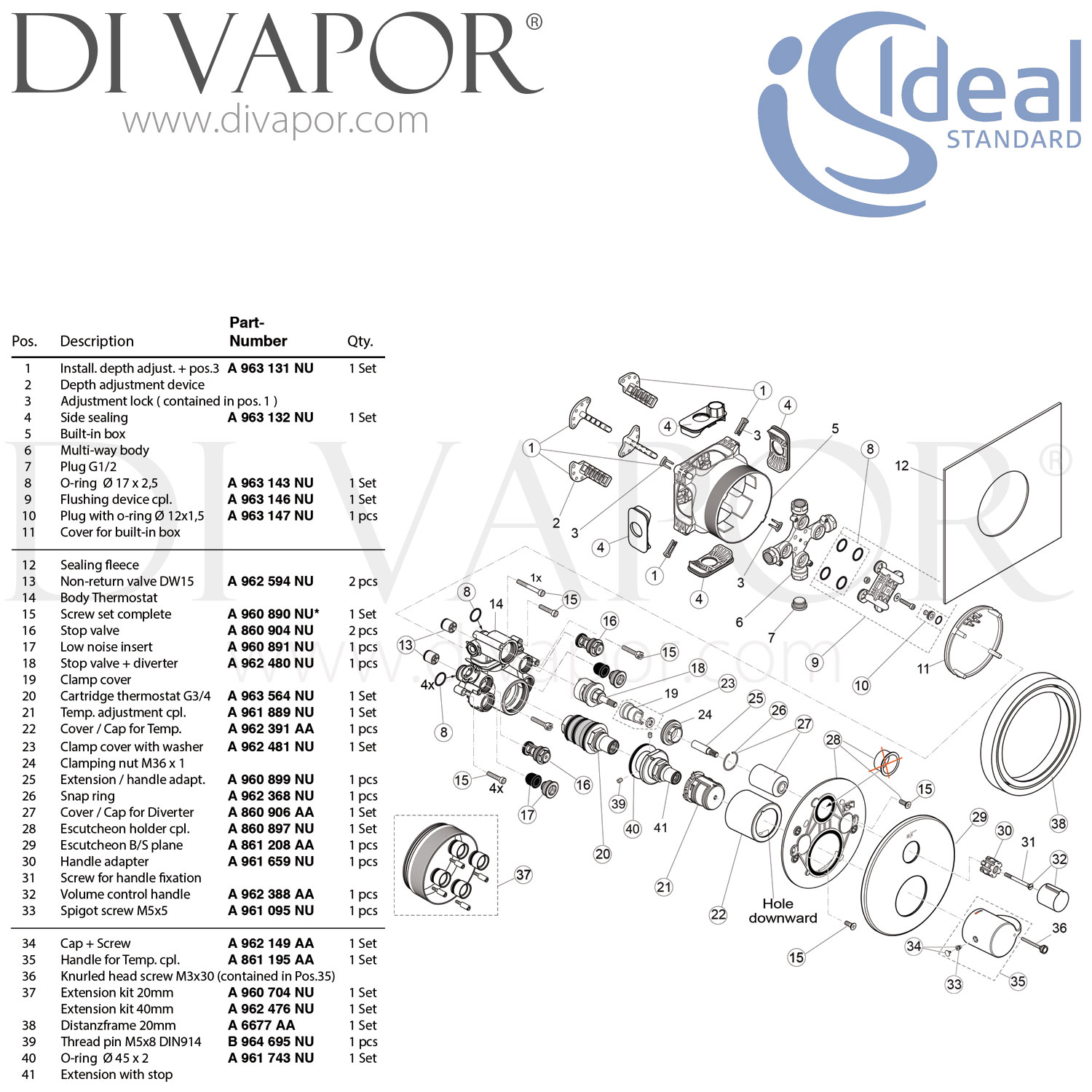 Ideal Standard A6869AA CeraPlus 2 Concealed Thermostatic Bath & Shower