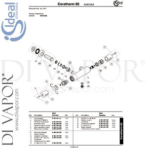 Ideal Standard A6936AA Ceratherm 60 Exposed Shower Mixer with Fast Fix Spare Parts