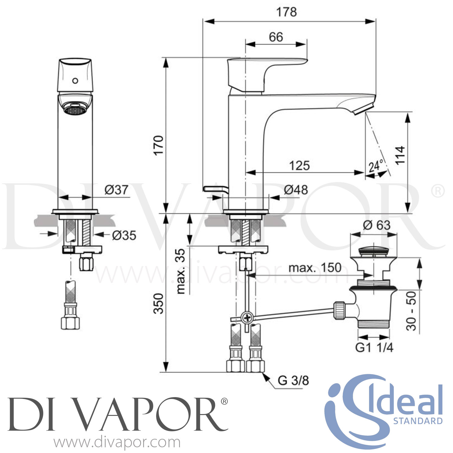 Ideal Standard A7012AA Connect Air | Concept Air One Hole Chrome Basin ...