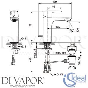 Ideal Standard A7054A5 Connect Air | Concept Air Grey Basin Mixer Tap Spare Parts