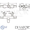 Ideal Standard Ceratherm T25 Bath Shower Mixer Dimensions